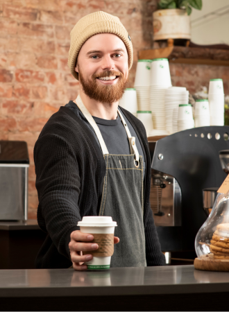 Man serving coffee